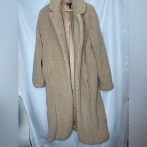 Torrid Beige Faux Fur Open Front Longline Teddy Coat